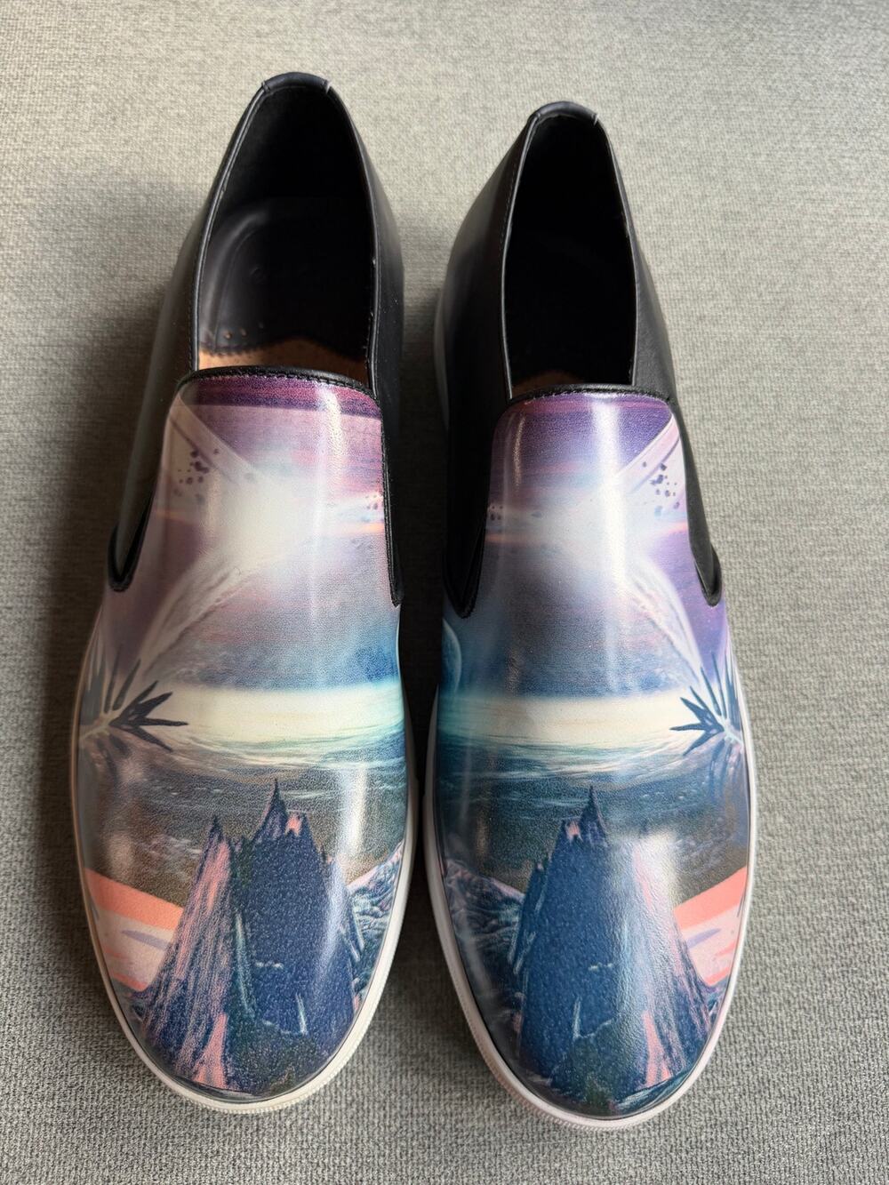 Robert Graham Wllamar Ocean Print Clack Slip-on Sneakers Blue Men's 13